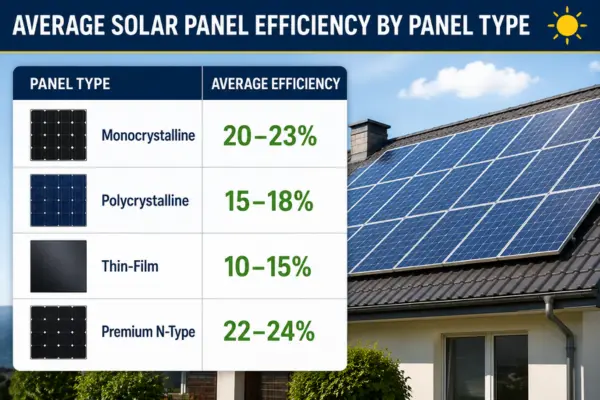 Average Solar Panel Efficiency by Panel Type