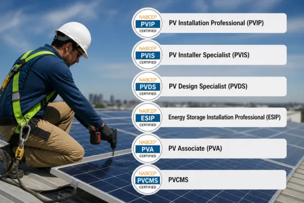 Types of NABCEP Certifications for Solar Installers